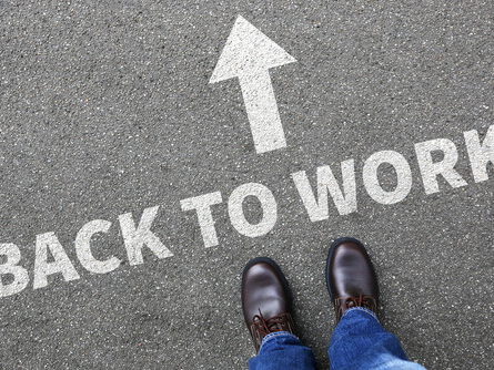Betriebliches Eingliederungsmanagement - Straße mit Schriftzug "Back To Work"